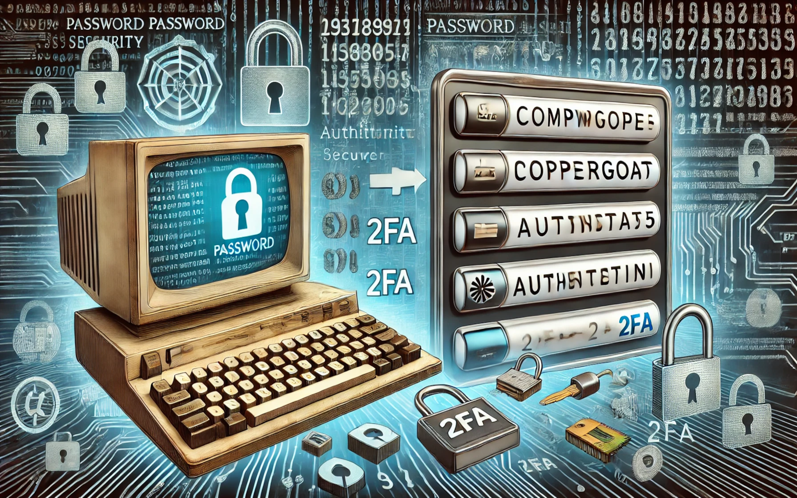 Illustration of a secure password with a combination of uppercase and lowercase letters, numbers, and special characters, representing the e