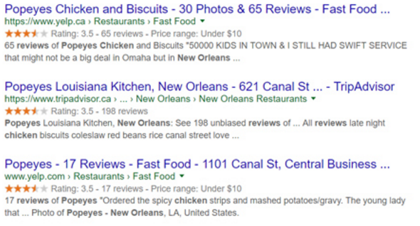 Reviews for Popeye's