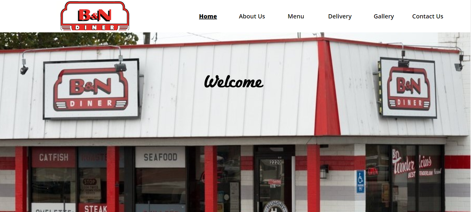 A screenshot of the website designed by Johnny Watts for B & N Diner