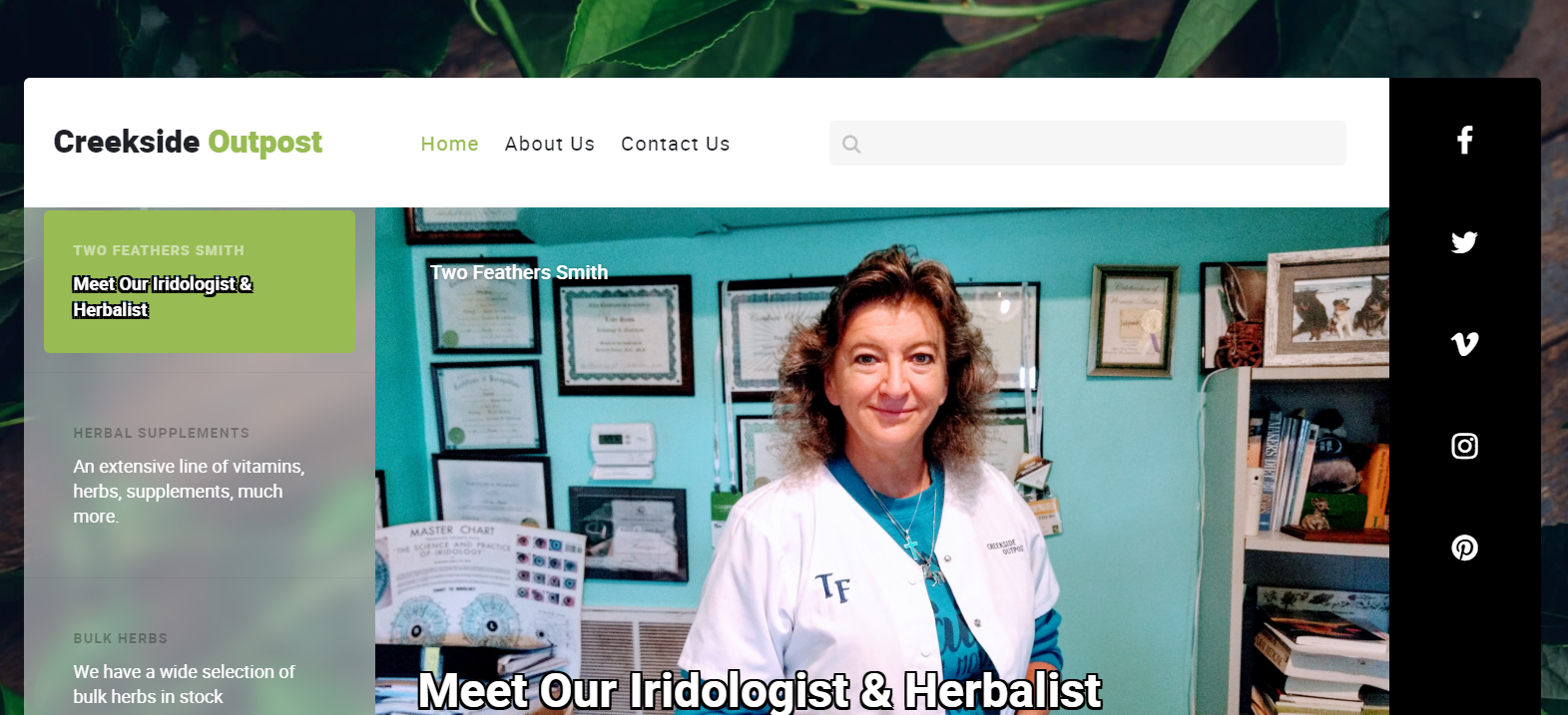 A screenshot of the website designed by Johnny Watts for Creekside Outpost