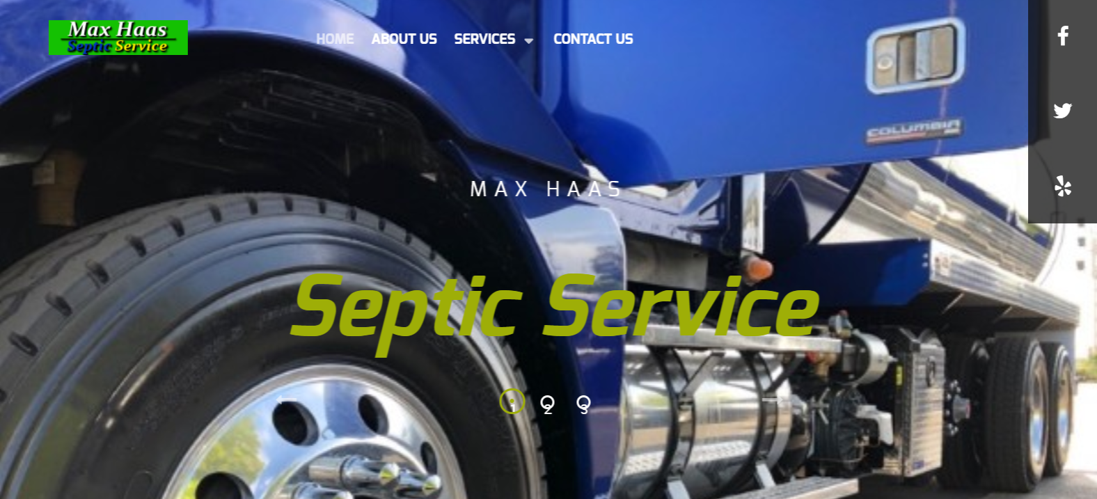 A screenshot of the website designed by Johnny Watts for Max Haas Septic Service