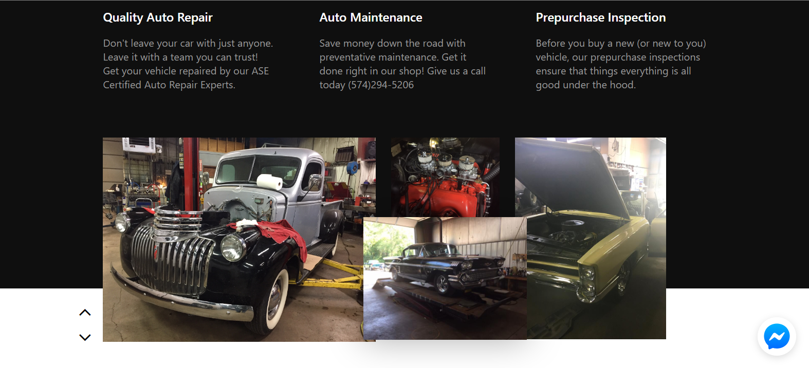 A screenshot of the website designed by Johnny Watts for Hagen's Auto Repair
