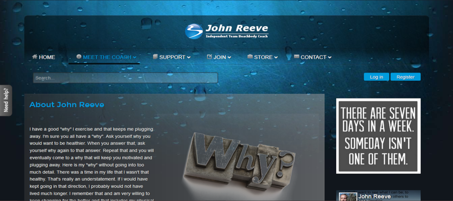 A screenshot of the website designed by Johnny Watts for Living Past 100