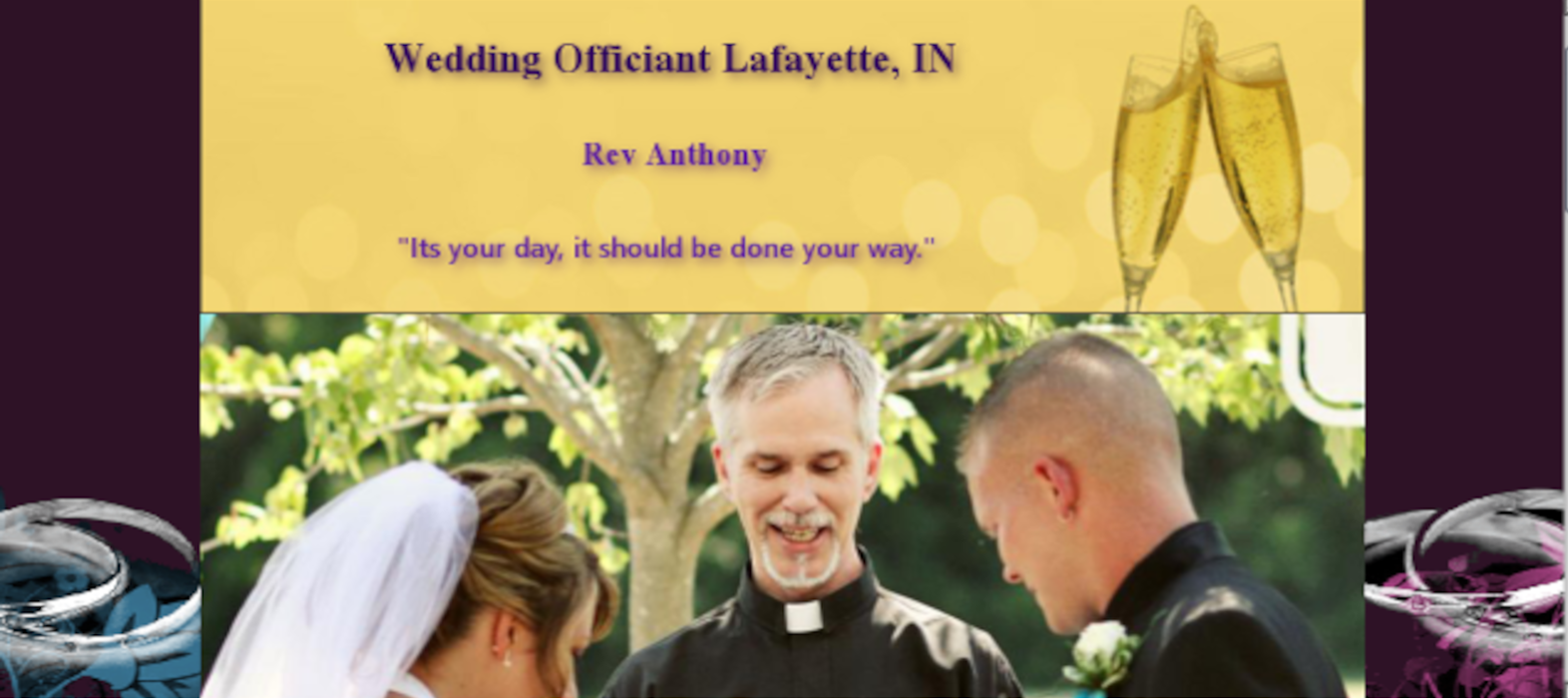 A screenshot of the website designed by Johnny Watts for Reverand Anthony