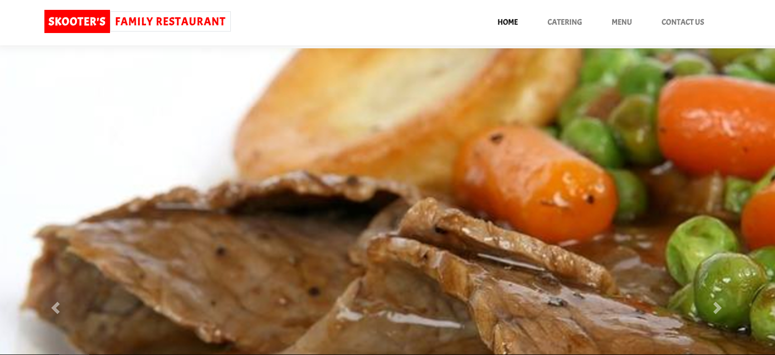 A screenshot of the website designed by Johnny Watts for Skooter's Family Restaurant